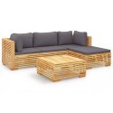 5-cz. zestaw wypoczynkowy do ogrodu, poduszki, drewno tekowe