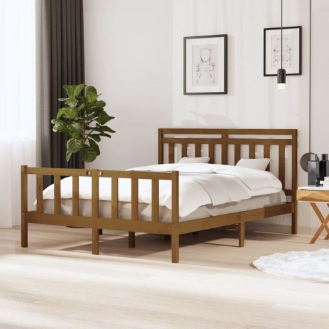 Rama łóżka, miodowy brąz, 150x200 cm, lite drewno