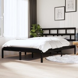 Rama łóżka, czarna, 120x190 cm, lite drewno