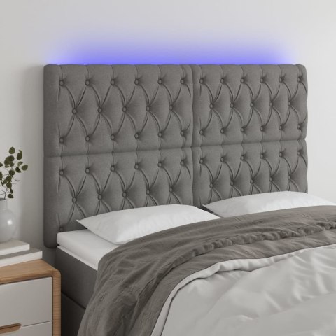 Zagłówek do łóżka z LED, ciemnoszary, 160x7x118/128 cm, tkanina