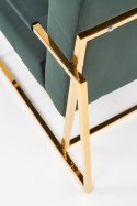 PRIUS fotel wypoczynkowy, tapicerka velvet- ciemny zielony, stelaż - złoty