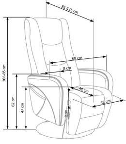 PULSAR 2 recliner z funkcją masażu popielaty