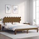 Rama łóżka z wezgłowiem, miodowy brąz, 160x200 cm, lite drewno