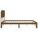 Rama łóżka z wezgłowiem, miodowy brąz, 160x200 cm, lite drewno