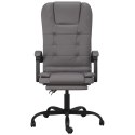 Rozkładane, masujące krzesło biurowe, szare, sztuczna skóra