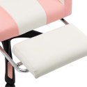 Fotel dla gracza, z podnóżkiem, różowo-biały, sztuczna skóra