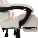 Fotel dla gracza, z podnóżkiem, różowo-biały, sztuczna skóra