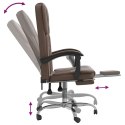 Rozkładany fotel biurowy, brązowy, sztuczna skóra