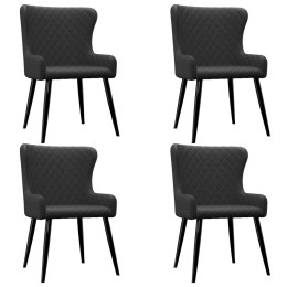 Krzesła stołowe, 4 szt., czarne, obite tkaniną