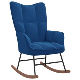 Fotel bujany, niebieski, tapicerowany aksamitem