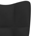 Fotel bujany z podnóżkiem, czarny, obity aksamitem