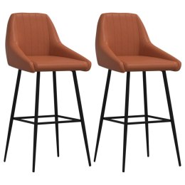 Krzesła barowe, 2 szt., jasnobrązowe, sztuczna skóra