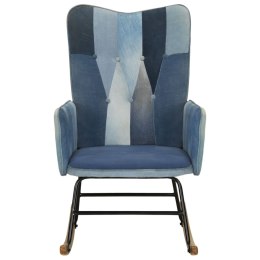 Fotel bujany, niebieski, patchwork jeansowy z płótna