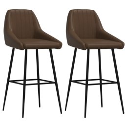 Krzesła barowe, 2 szt., ciemnobrązowe, sztuczna skóra