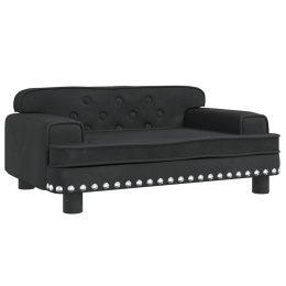 Sofa dla dzieci, czarna, 70x45x30 cm, aksamit