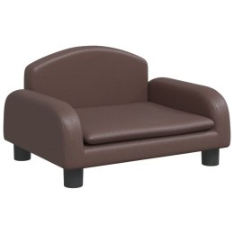 Sofa dla dzieci, brązowa, 50x40x30 cm, sztuczna skóra