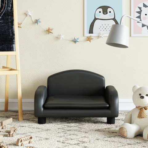 Sofa dla dzieci, czarna, 50x40x30 cm, sztuczna skóra