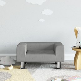 Sofa dla dzieci, jasnoszara, 50x40x26,5 cm, aksamitna
