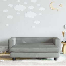 Sofa dziecięca z podnóżkiem, jasnoszara, 100x50x30 cm, aksamit