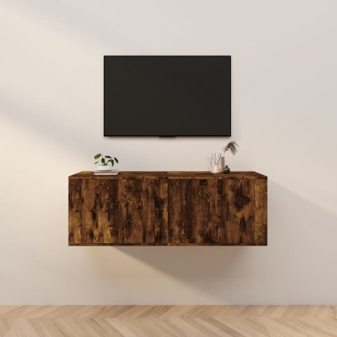 Wiszące szafki TV, 2 szt., przydymiony dąb, 57x34,5x40 cm