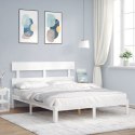 Rama łóżka z zagłówkiem, biała, 160x200 cm, lite drewno