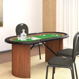 Stół pokerowy dla 10 osób, zielony, 160x80x75 cm