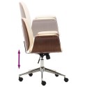 Krzesło biurowe, kremowe, gięte drewno i sztuczna skóra