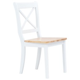 Krzesła stołowe, 6 szt., biel i jasne drewno, drewno kauczukowe