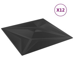 Panele ścienne, 12 szt., czarne, 50x50 cm, EPS, 3 m², gwiazda