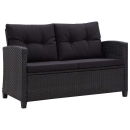 2-osobowa sofa ogrodowa z poduszkami, czarna, 124 cm, rattan PE