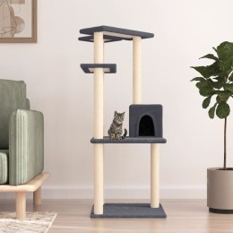 Drapak dla kota z sizalowymi słupkami, ciemnoszary, 123 cm