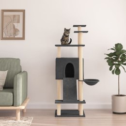 Drapak dla kota z sizalowymi słupkami, ciemnoszary, 153 cm