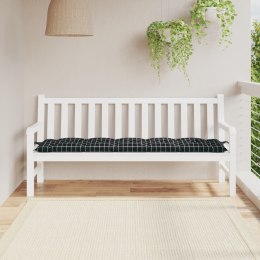 Poduszka na ławkę ogrodową, czarna krata, 180x50x7 cm, tkanina