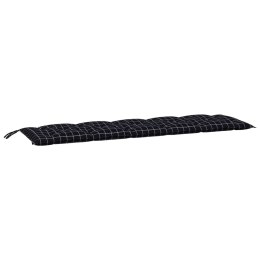 Poduszka na ławkę ogrodową, czarna krata, 180x50x7 cm, tkanina