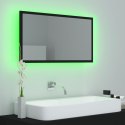 Lustro łazienkowe z LED, czarne, 80x8,5x37 cm, akryl
