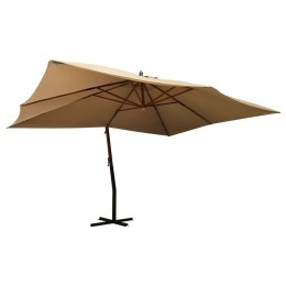 Wiszący parasol z drewnianym słupkiem, 400x300 cm, taupe