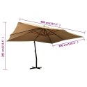 Wiszący parasol z drewnianym słupkiem, 400x300 cm, taupe