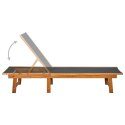 Leżak ze stolikiem, lite drewno akacjowe i tkanina textilene