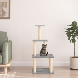 Drapak dla kota z sizalowymi słupkami, jasnoszary, 111 cm