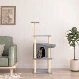 Drapak dla kota z sizalowymi słupkami, jasnoszary, 132 cm