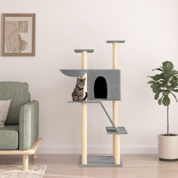 Drapak dla kota z sizalowymi słupkami, jasnoszary, 143 cm