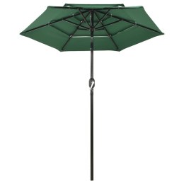 3-poziomowy parasol na aluminiowym słupku, zielony, 2 m