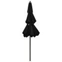 3-poziomowy parasol na aluminiowym słupku, czarny, 2,5 m