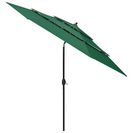 3-poziomowy parasol na aluminiowym słupku, zielony, 3 m