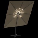 Wiszący parasol z LED, kolor taupe, 400x300 cm