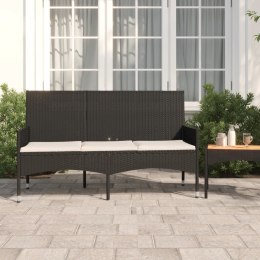 3-osobowa ławka ogrodowa z poduszkami, czarna, polirattan