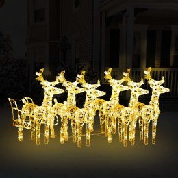 Dekoracja świąteczna - renifery z saniami, 320 LED, akrylowa