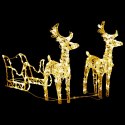 Dekoracja świąteczna - renifery z saniami, 320 LED, akrylowa