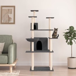Drapak dla kota z sizalowymi słupkami, ciemnoszary, 166 cm