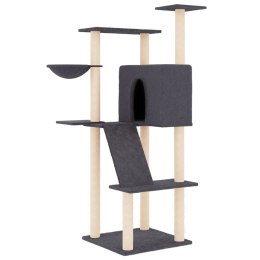 Drapak dla kota z sizalowymi słupkami, ciemnoszary, 143 cm